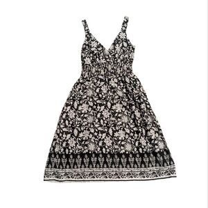 Claudia Richard 100% Cotton Black and White Floral Midi Dress